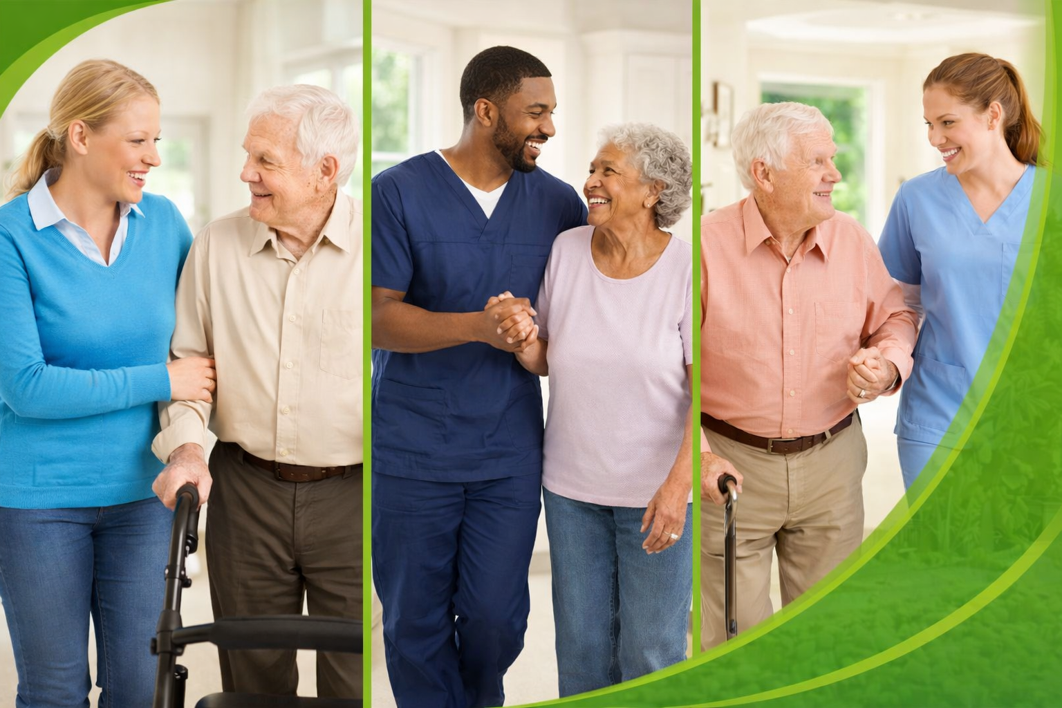 Professional caregiver assisting senior at home in Miami-Dade